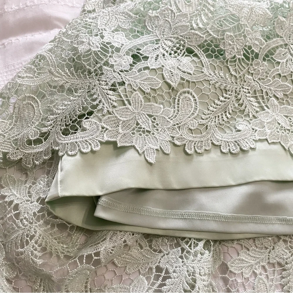 ADRIANNA PAPELL MINT GREEN FLORAL EMBROIDERED SLEEVELESS COCKTAIL DRESS - 6 - Picture 10 of 10